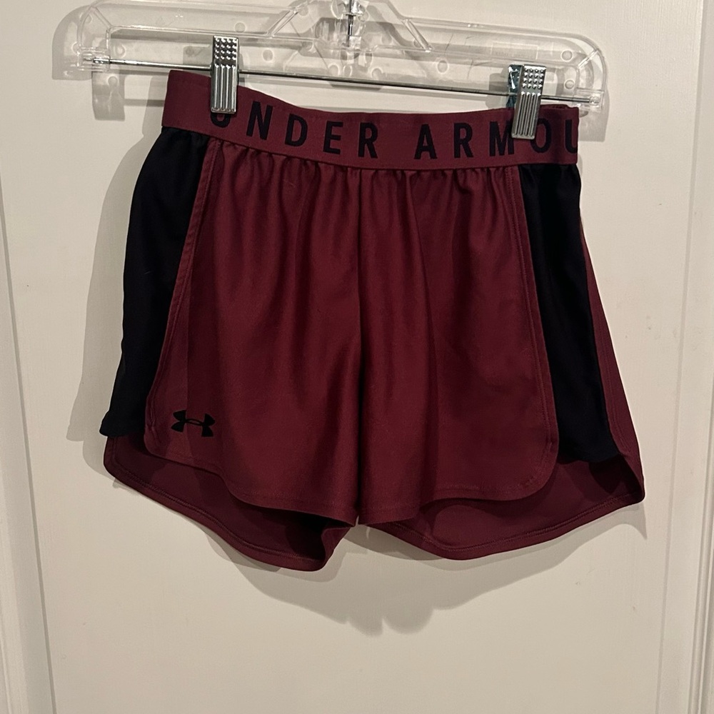 Under Armour Women's Maroon and Black Athletic Shorts
